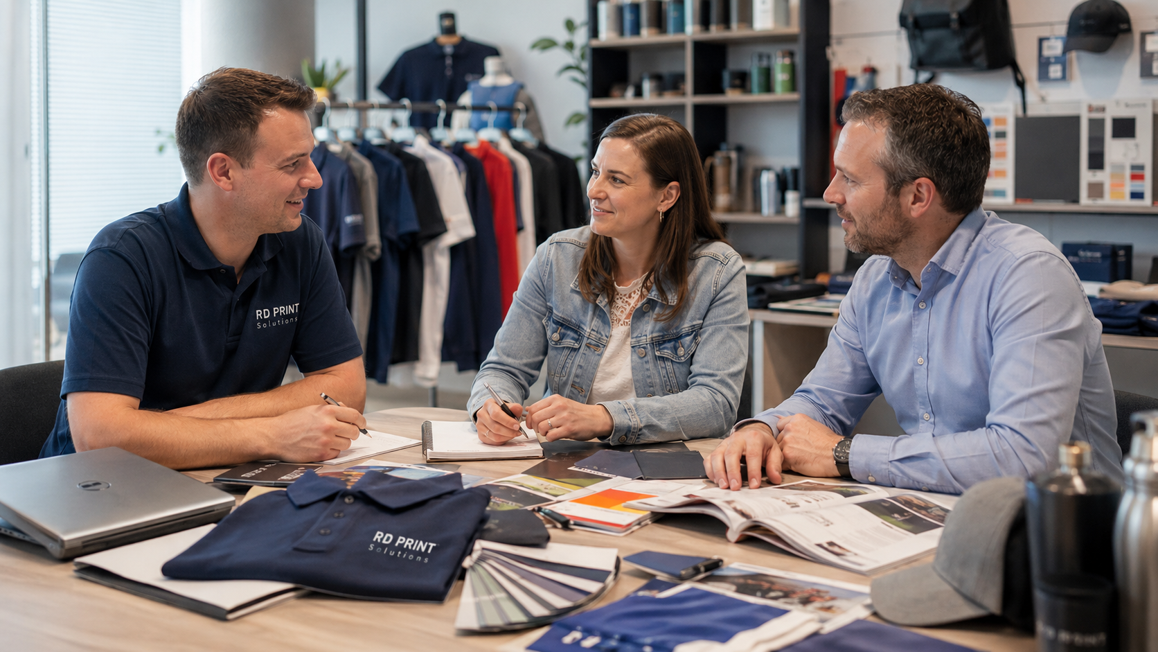 L'équipe RD Print Solutions en rendez-vous client dans le showroom