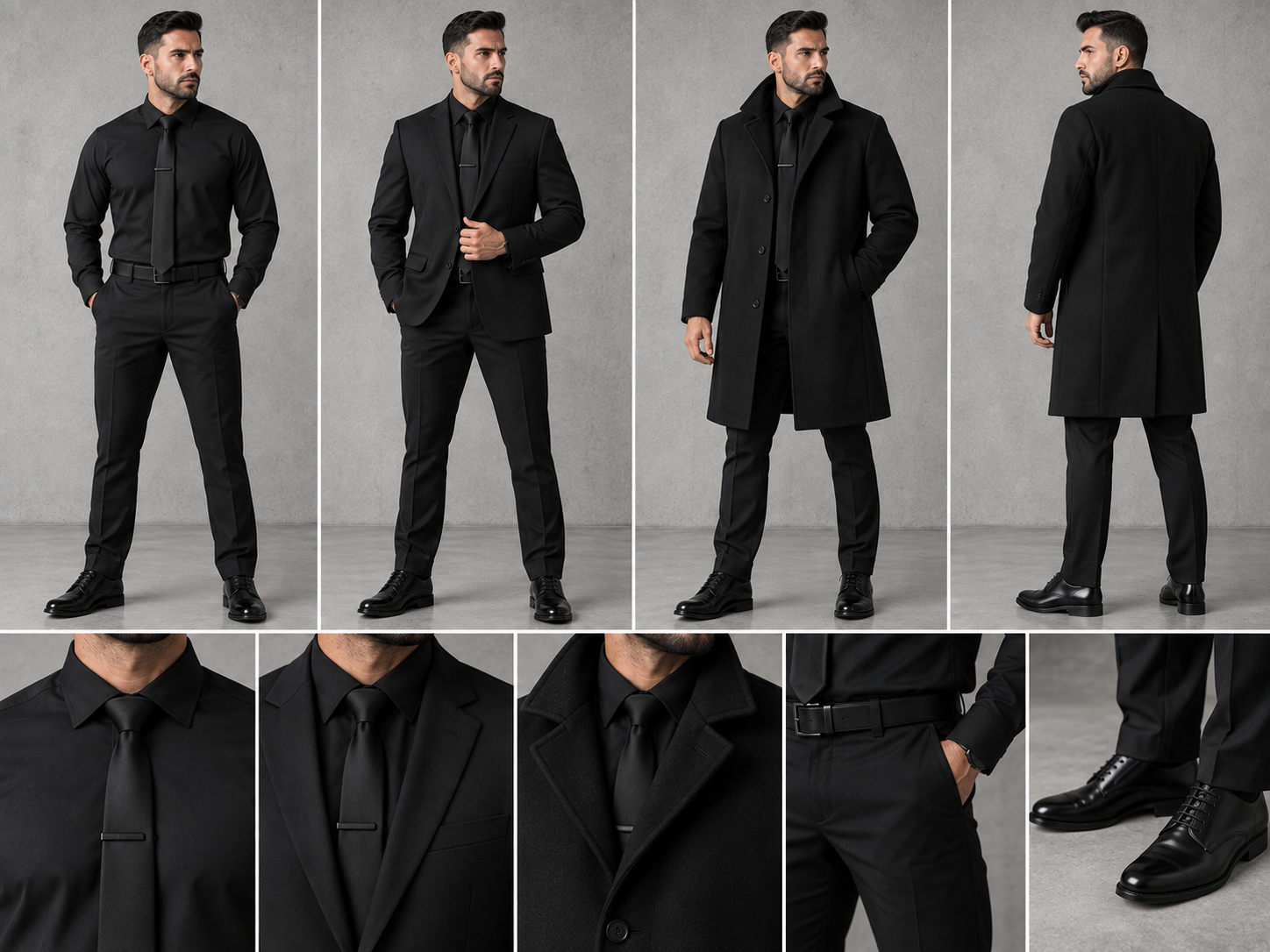 Pack Premium : chemise, costume, cravate, veste longue VIP et chaussures classiques